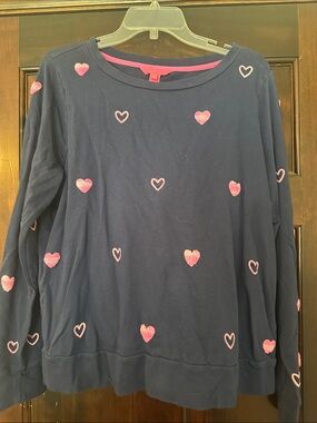 Lilly Pulitzer Navy Top with Pink Heart Details